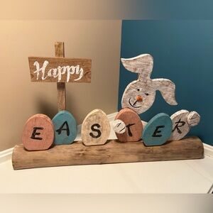 🌸🐰 Rustic Wooden “Happy Easter” Bunny Decor – Farmhouse Spring Sign 🐰🌸